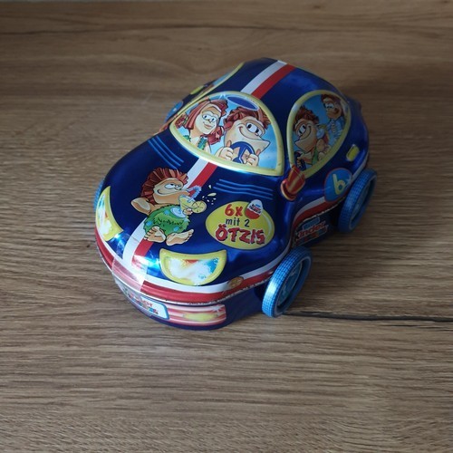 Blechauto blau mit 6 - ei,